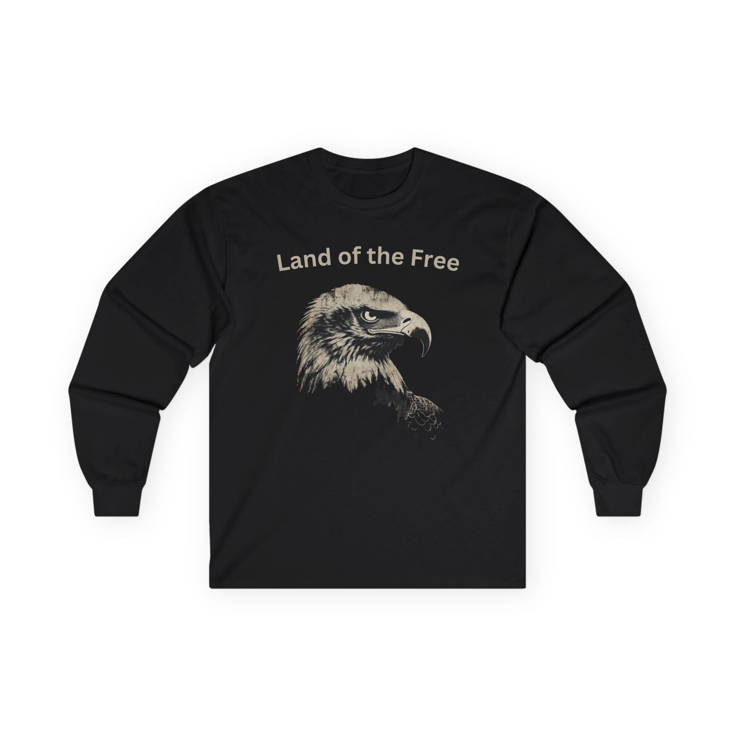 Land of the Free text on a Long-Sleeve Tee