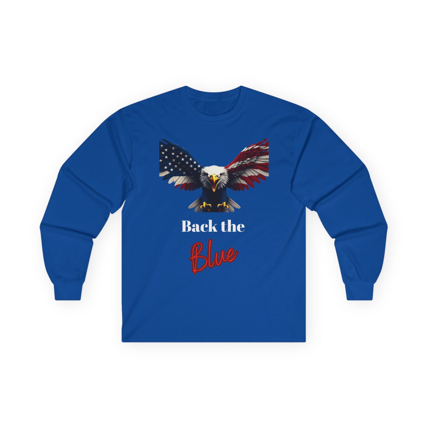Back The Blue Patriotic Eagle on a long sleeve tee