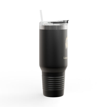 Land of the Free text on the bottom of a  40oz Insulated Travel Mug