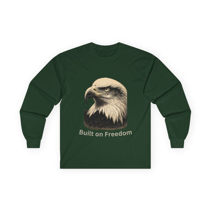 Built of Freedom text on a Long-Sleeve Tee