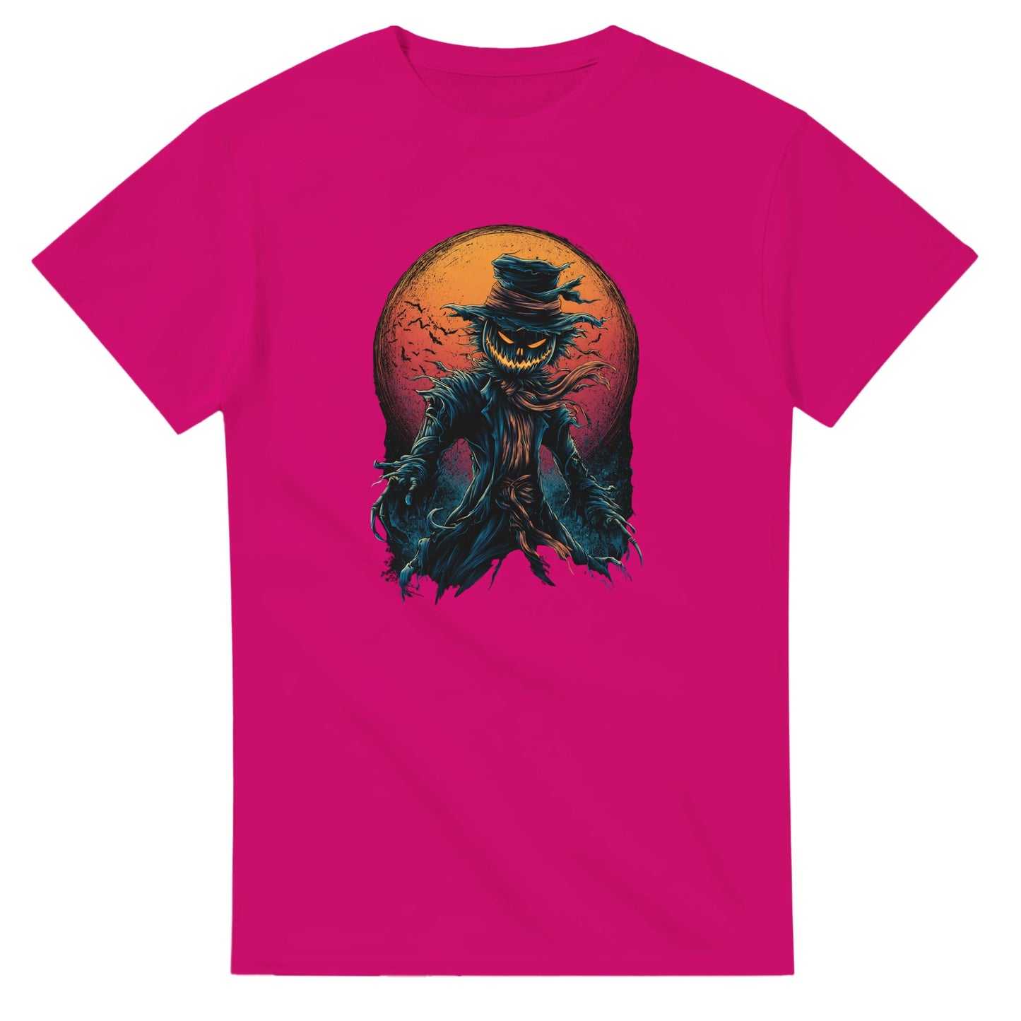 Scarecrow with Full Moon & Bats on a Heavyweight T-shirt
