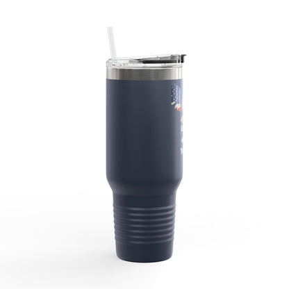 Live Free Or Die Trying Patriotic Eagle on a 40oz tumbler