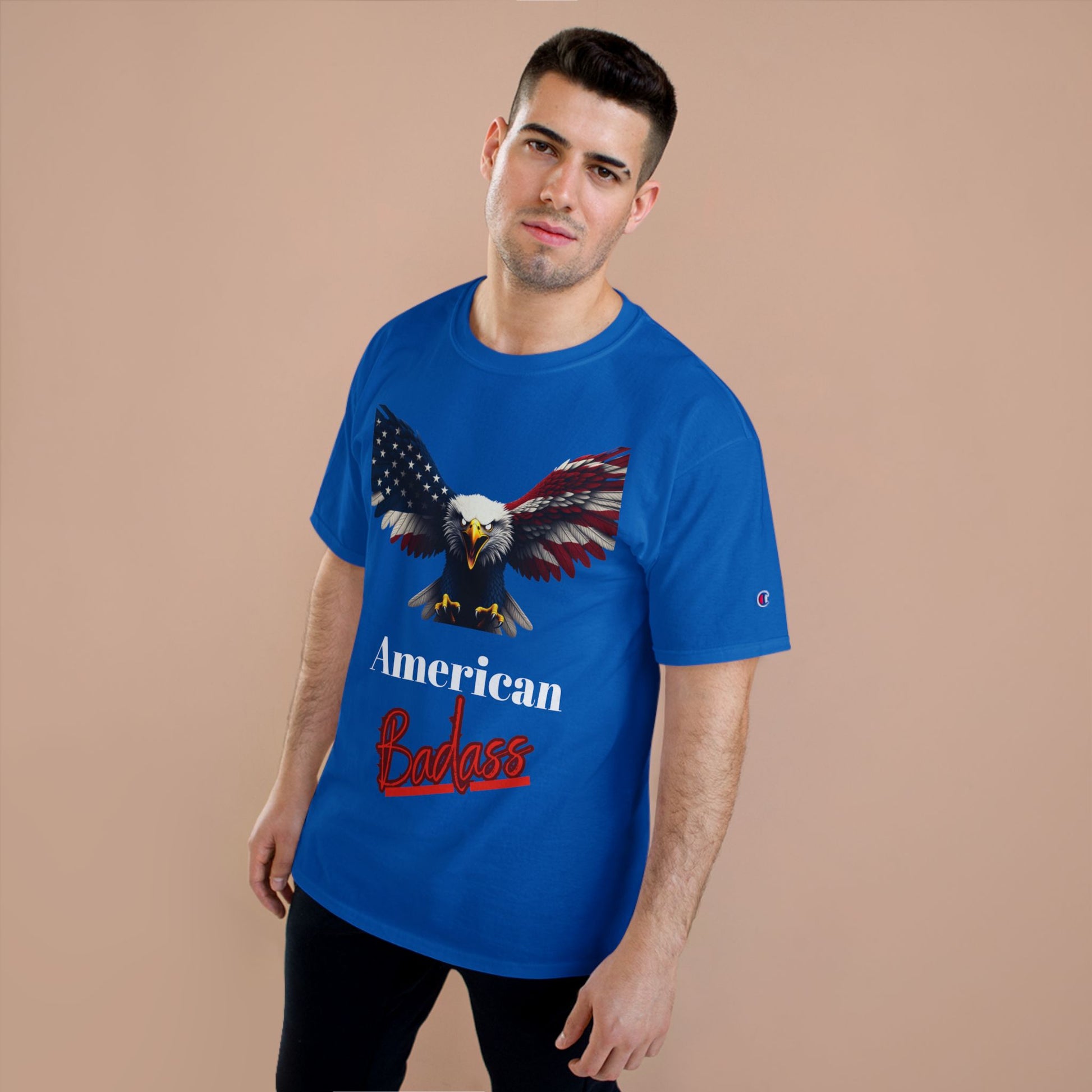 American Badass Patriotic Eagle on a Champion T-shirt