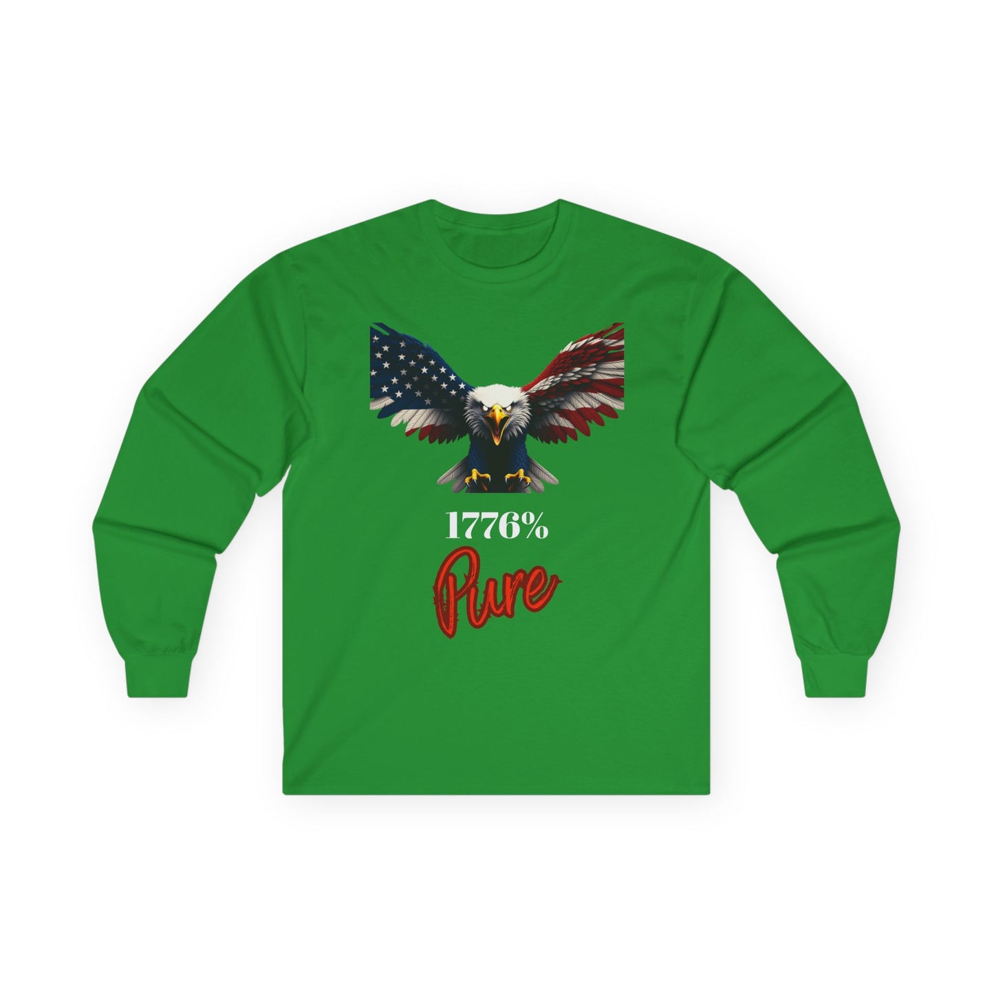 1776% Pure Patriotic Eagle on a long sleeve tee
