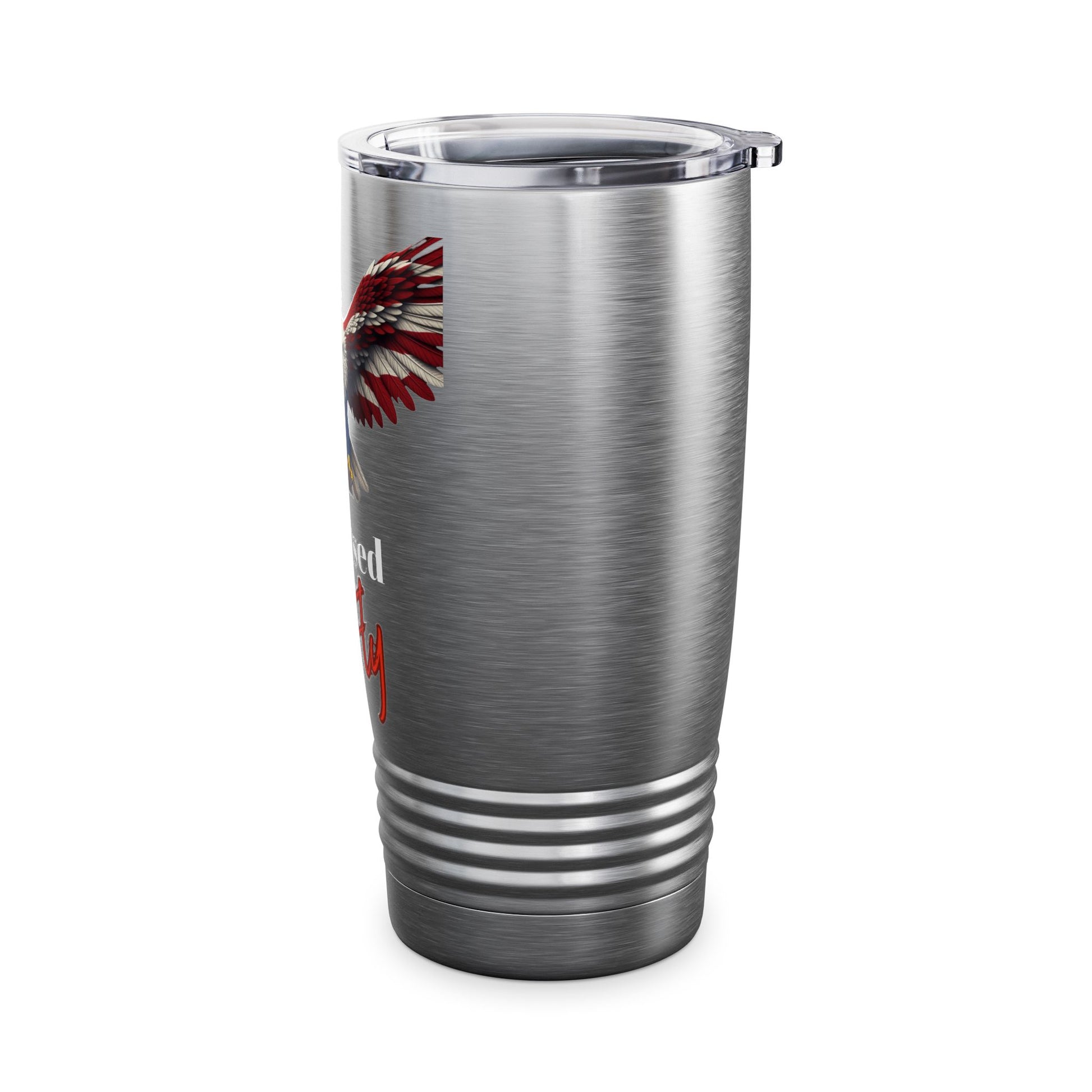 Licensed To Fly Patriotic Eagle on a 20oz Insulated Tumbler