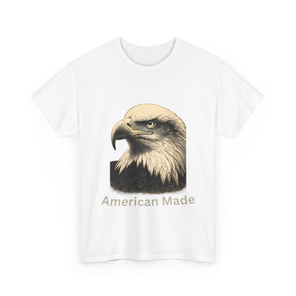 Engraved Eagle - American Made - text on the bottom of a Heavyweight T-shirt