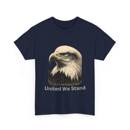 Engraved Eagle - United We Stand - text on the bottom of a Heavyweight T-shirt