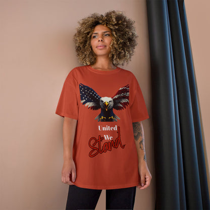 United We Stand Patriotic Eagle on a Champion T-shirt