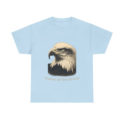 Engraved Eagle - Home of the Brave - text on the bottom of a Heavyweight T-shirt
