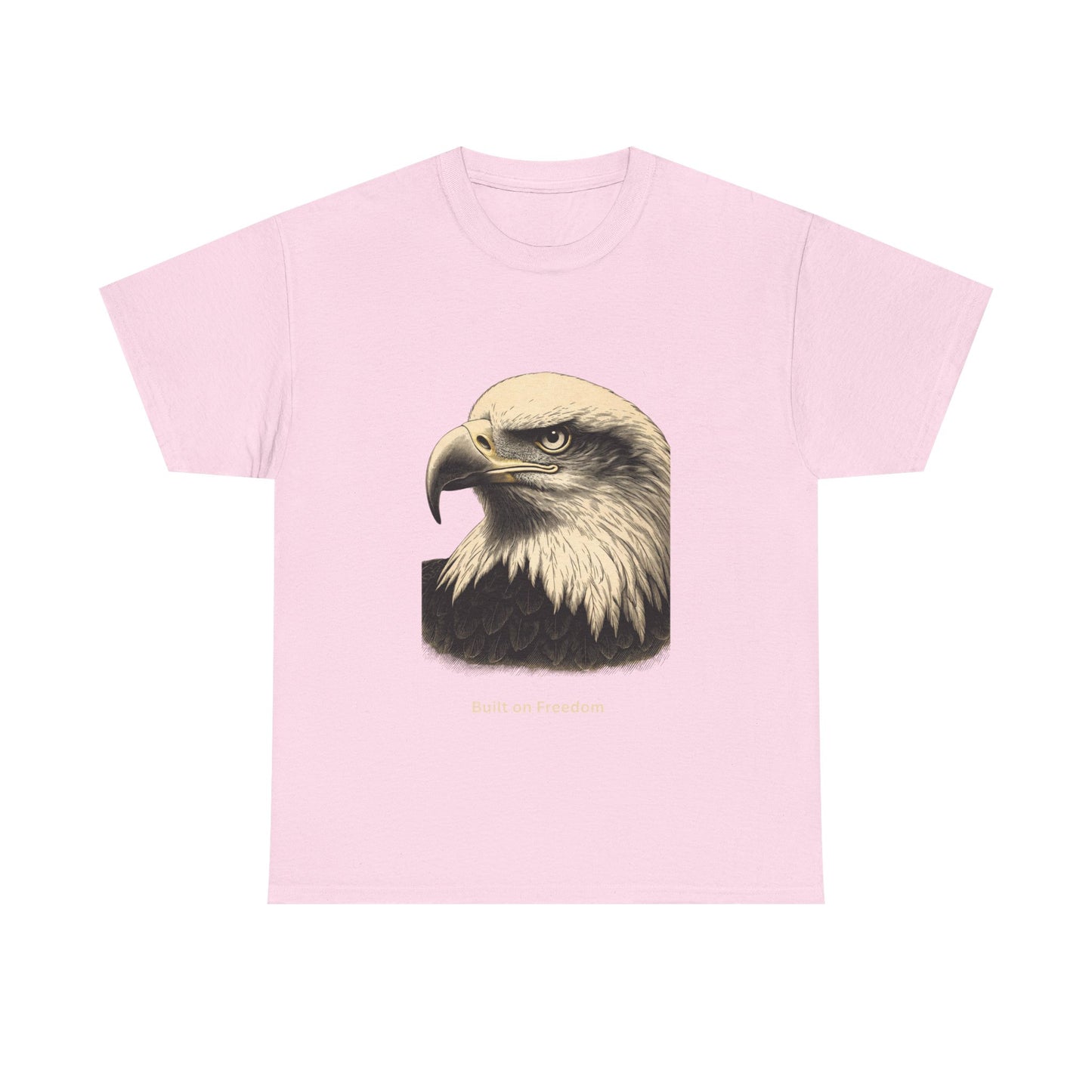 Engraved Eagle - Built for Strength - muted text on the bottom of a Heavyweight T-shirt