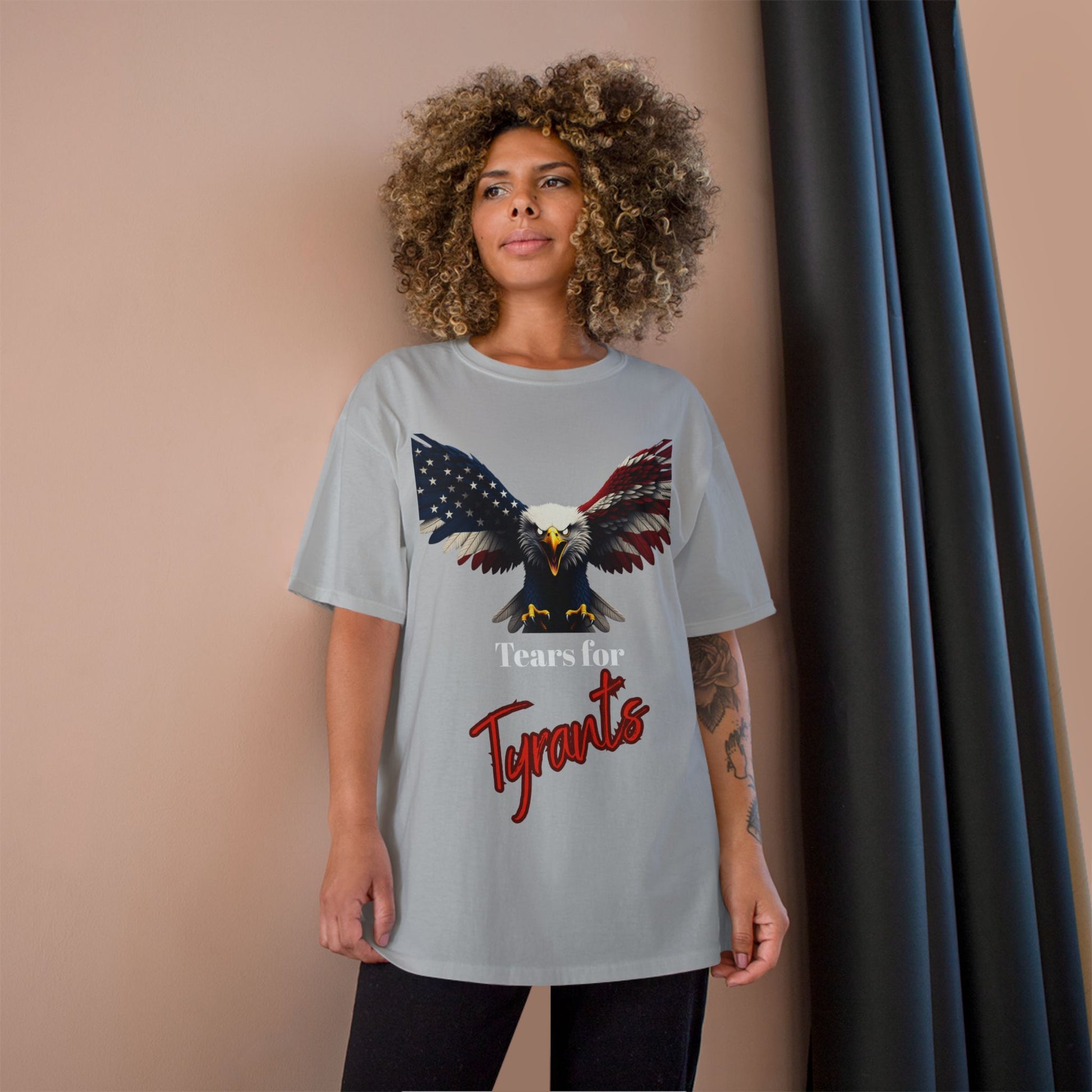 Tears For Tyrants Patriotic Eagle on a Champion T-shirt