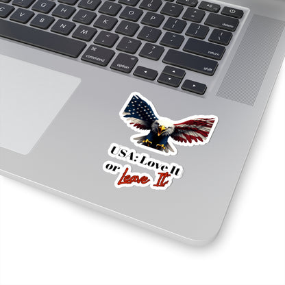 USA Love It Or Leave It Patriotic Eagle on a Kiss-Cut Stickers