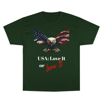 USA Love It Or Leave It Patriotic Eagle on a Champion T-shirt