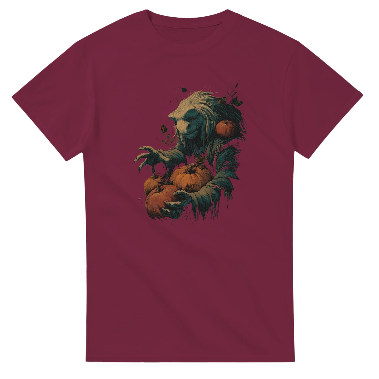 Forest Creature with Pumpkins on a Heavyweight T-shirt