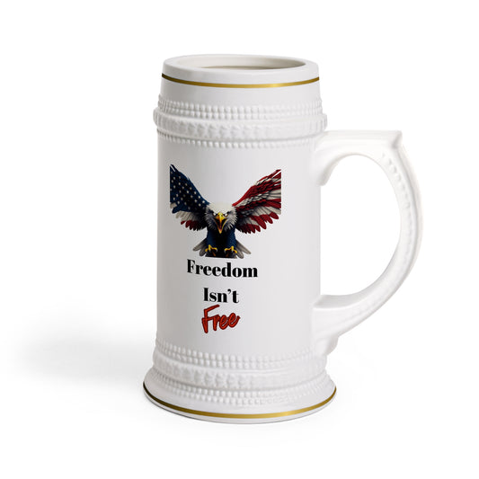 Freedom Isn't Free Patriotic Eagle on a 22oz Ceramic Beer Stein