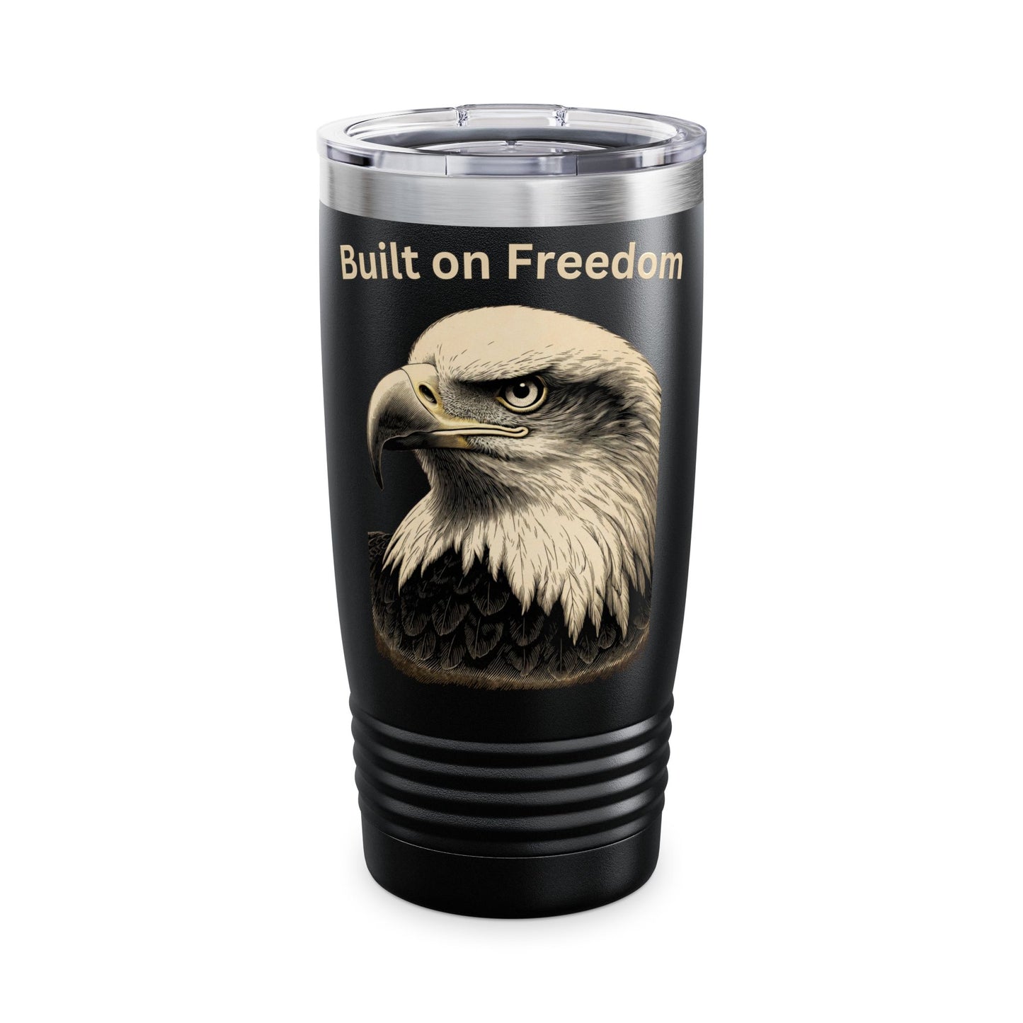 Built on Freedom text at the top of a 20oz Insulated Tumbler