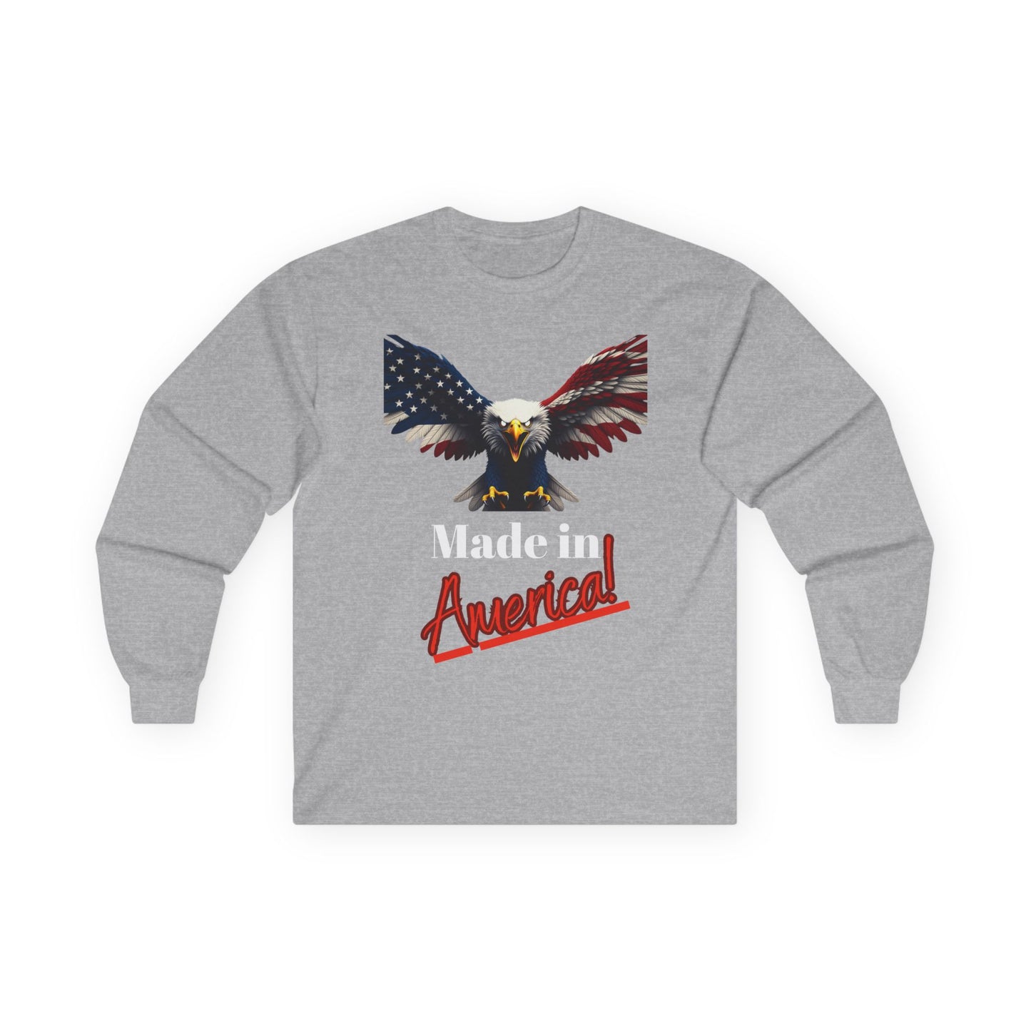 Made In America Patriotic Eagle on a long sleeve tee