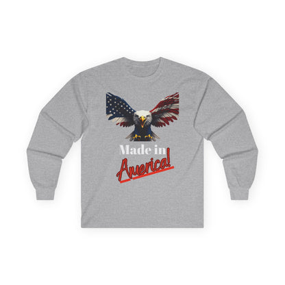 Made In America Patriotic Eagle on a long sleeve tee