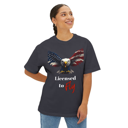 Licensed To Fly Patriotic Eagle on a Premium Tee
