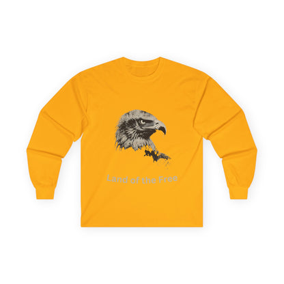 Land of the Free text on a Long-Sleeve Tee