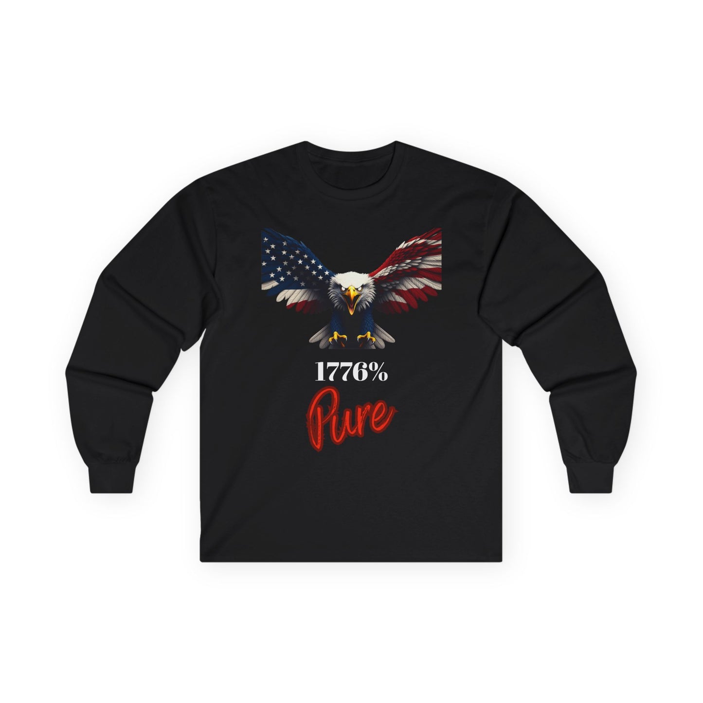 1776% Pure Patriotic Eagle on a long sleeve tee