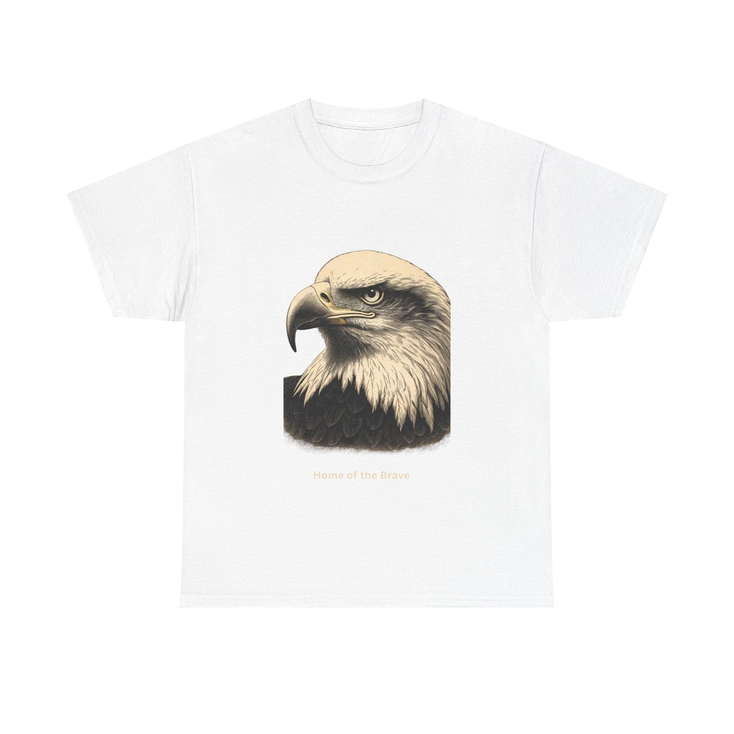 Engraved Eagle - Home of the Brave - muted text on the bottom of a Heavyweight T-shirt