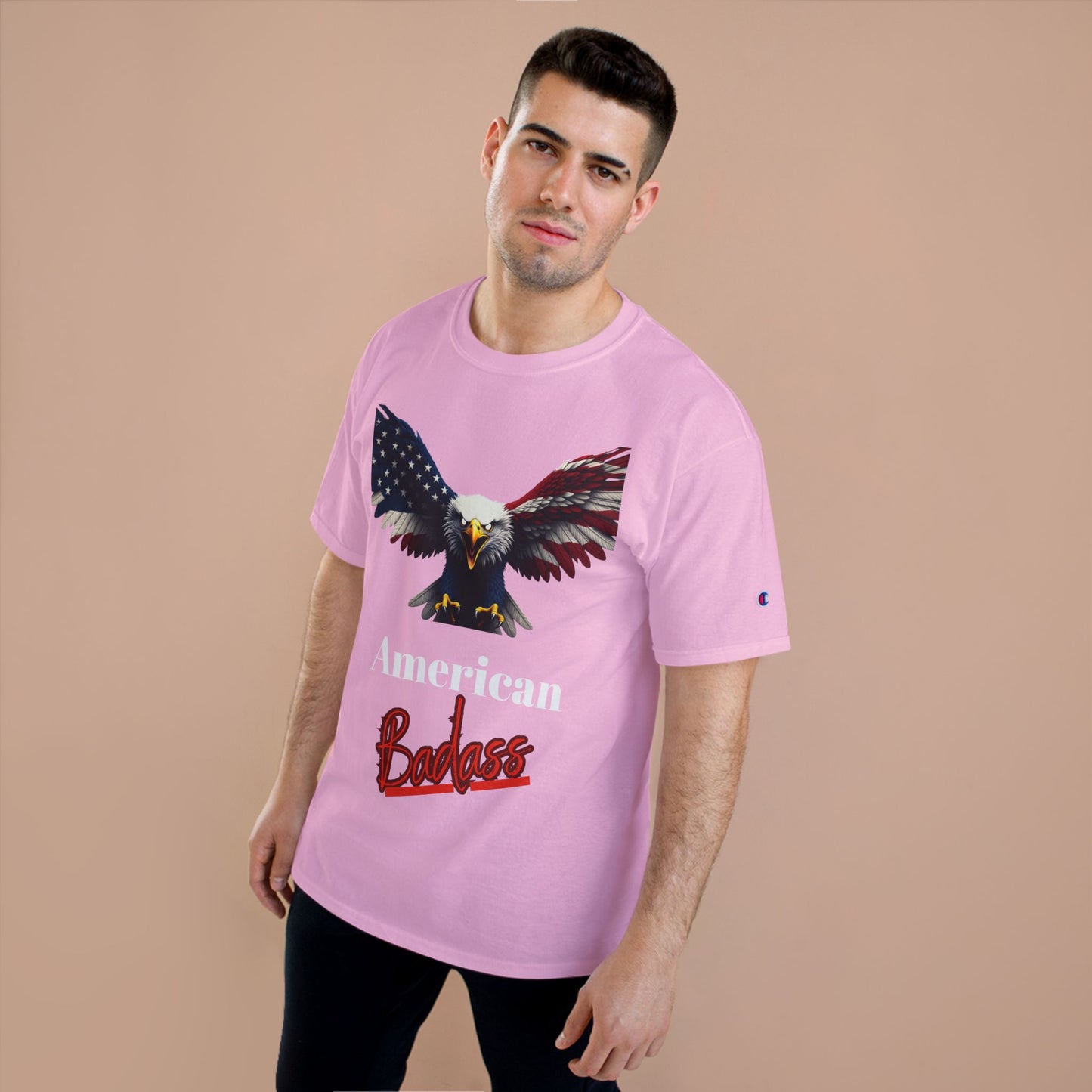 American Badass Patriotic Eagle on a Champion T-shirt