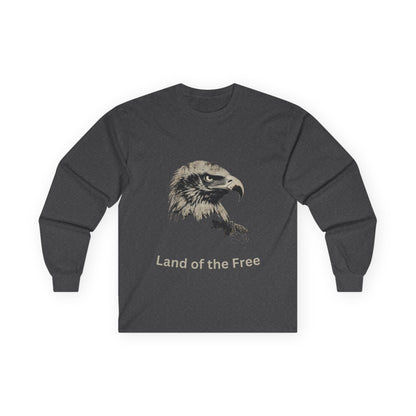 Land of the Free text on a Long-Sleeve Tee