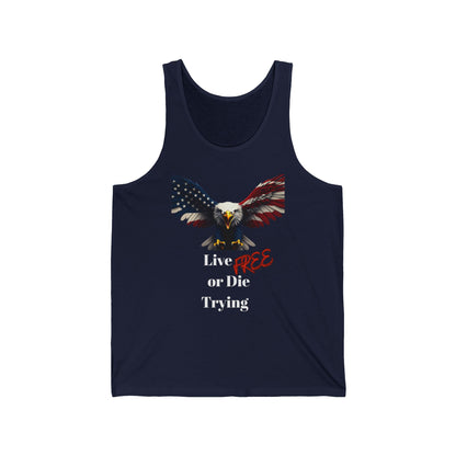 Live Free Or Die Trying Patriotic Eagle on a Premium Tank Top