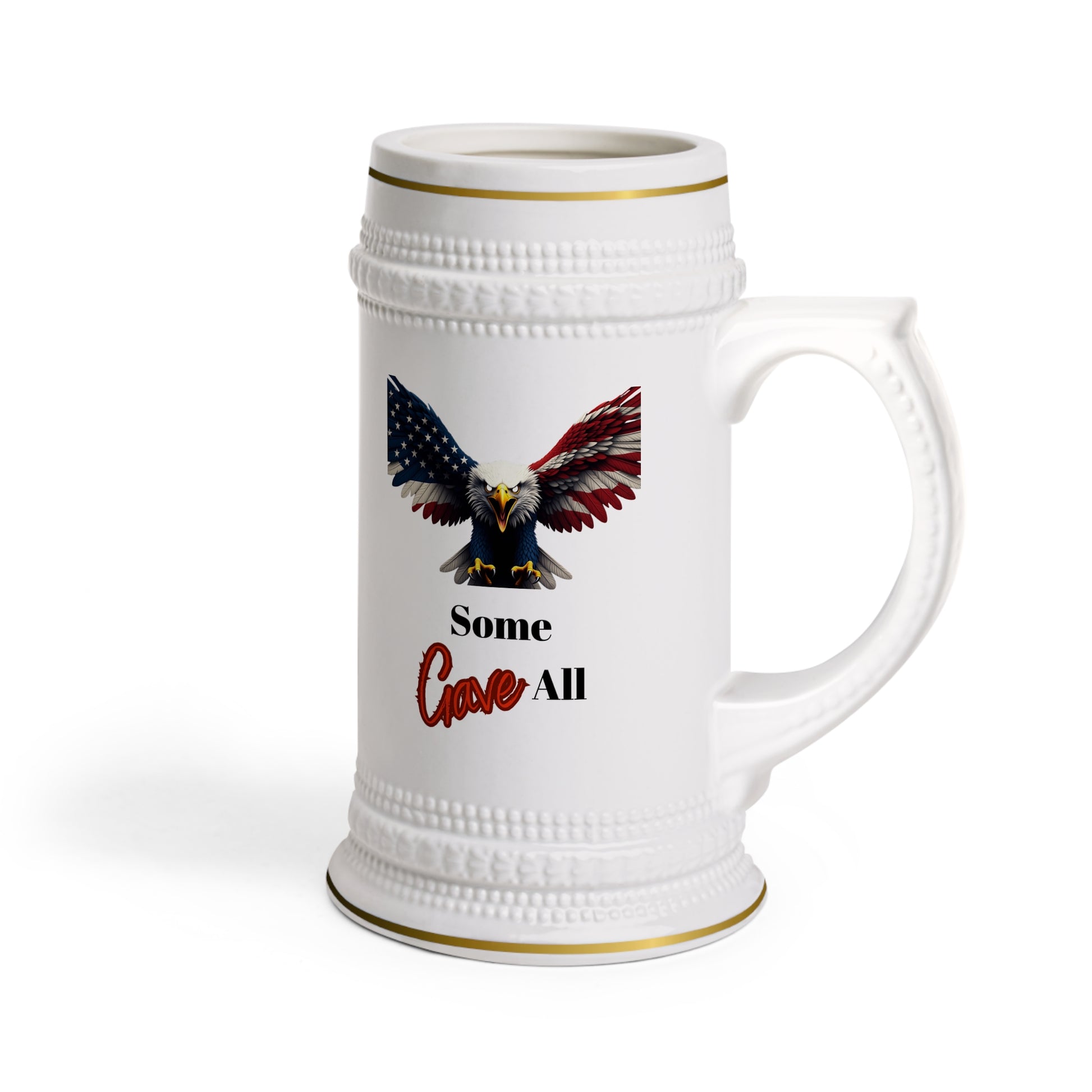 Some Gave All Patriotic Eagle on a 22oz Ceramic Beer Stein