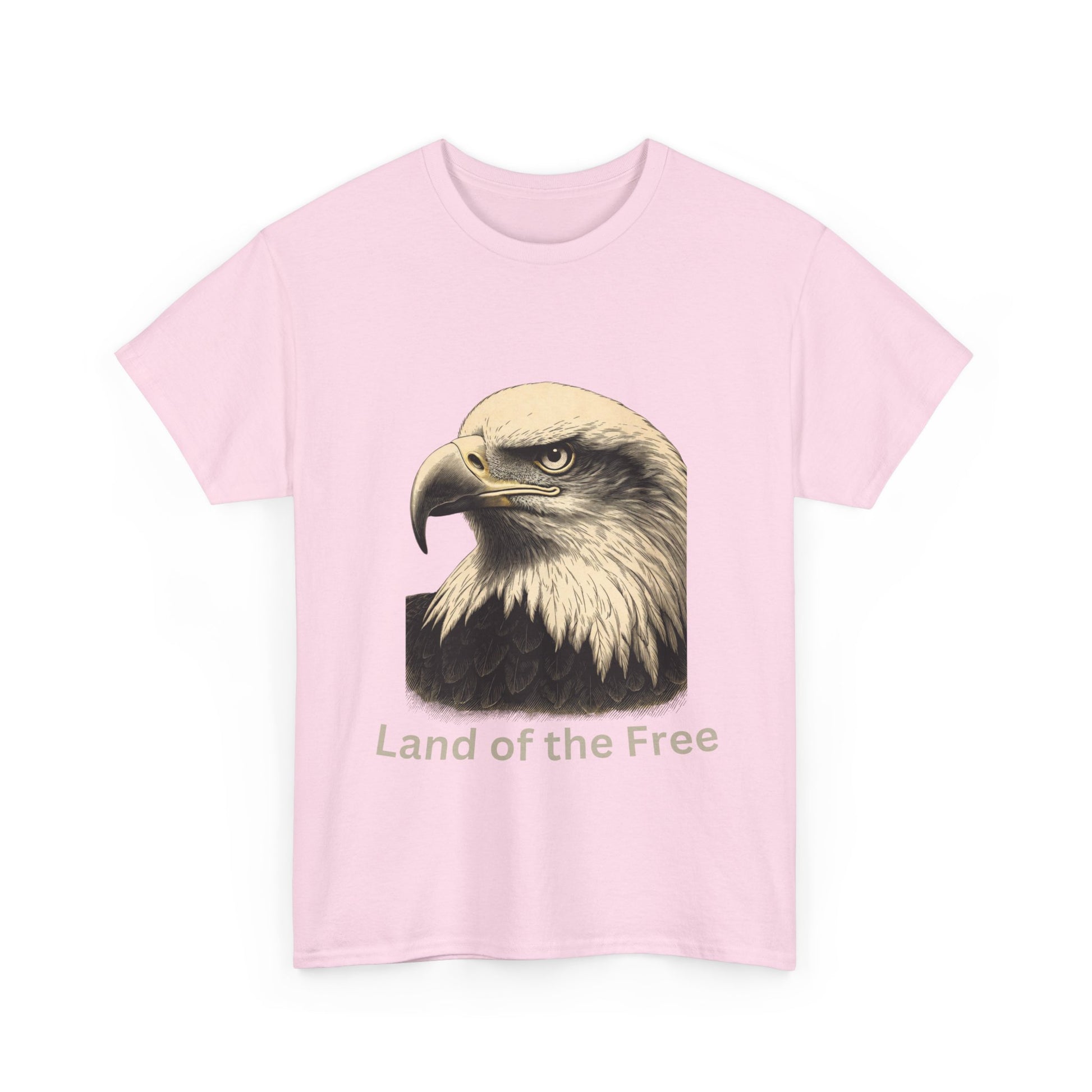 Engraved Eagle - Land of the Free - text on the bottom of a Heavyweight T-shirt