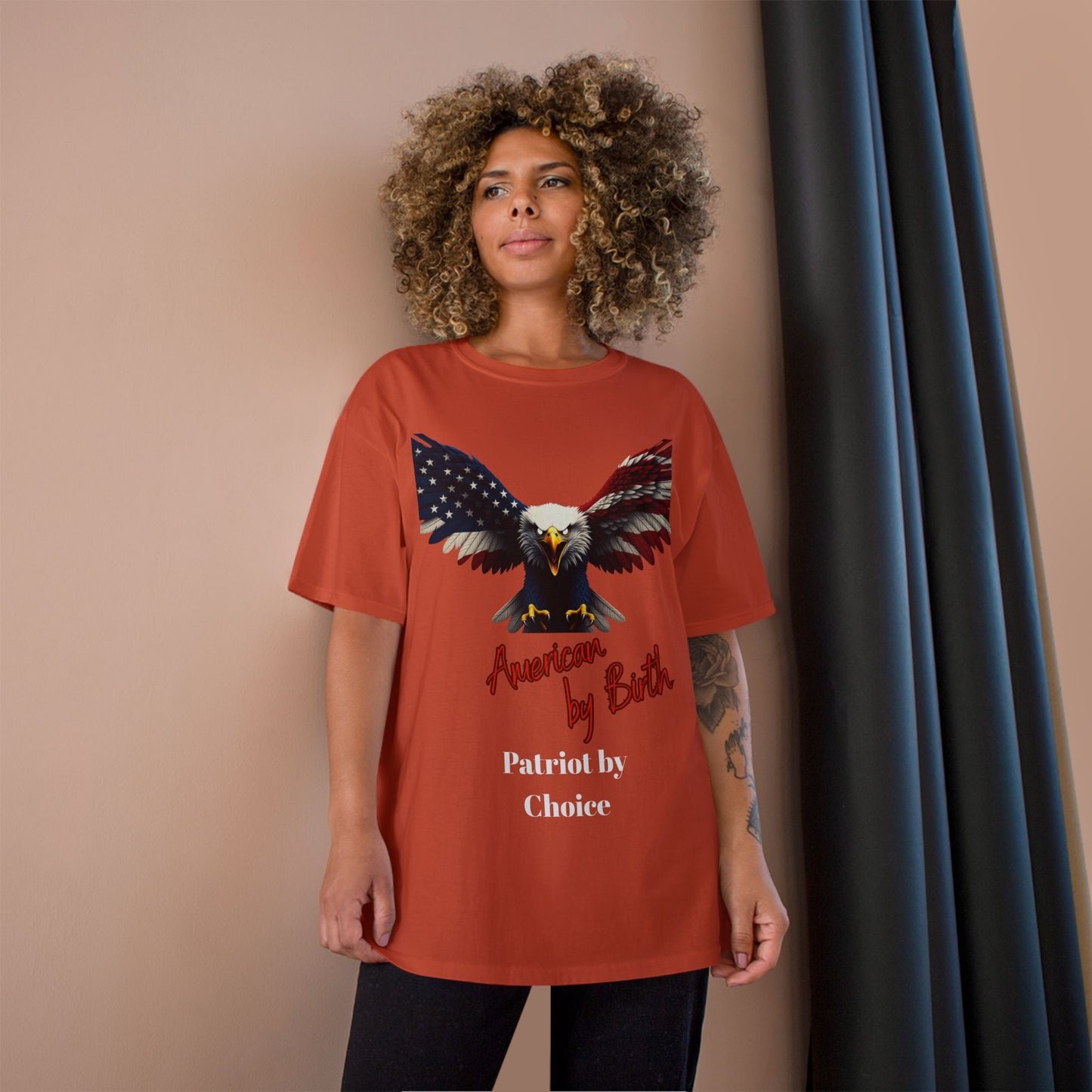American By Birth Patriot By Choice Patriotic Eagle on a Champion T-shirt