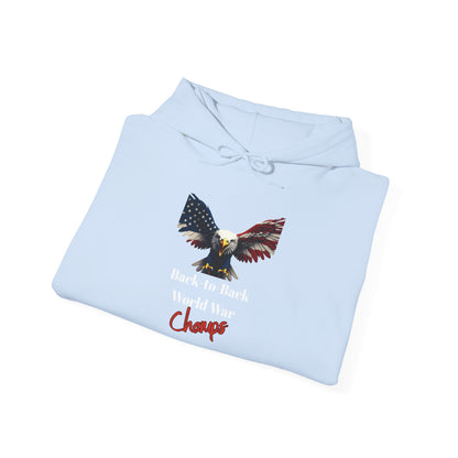 Back-To-Back World War Champs Patriotic Eagle on a Pullover Hoodie