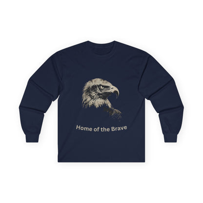 Home of the Brave text on a Long-Sleeve Tee