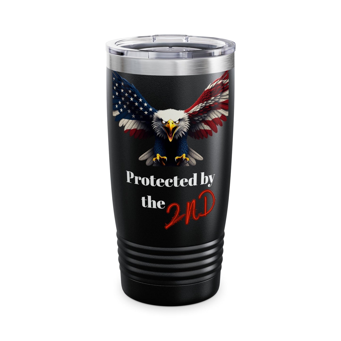 Protected By The 2nd Patriotic Eagle on a 20oz Insulated Tumbler