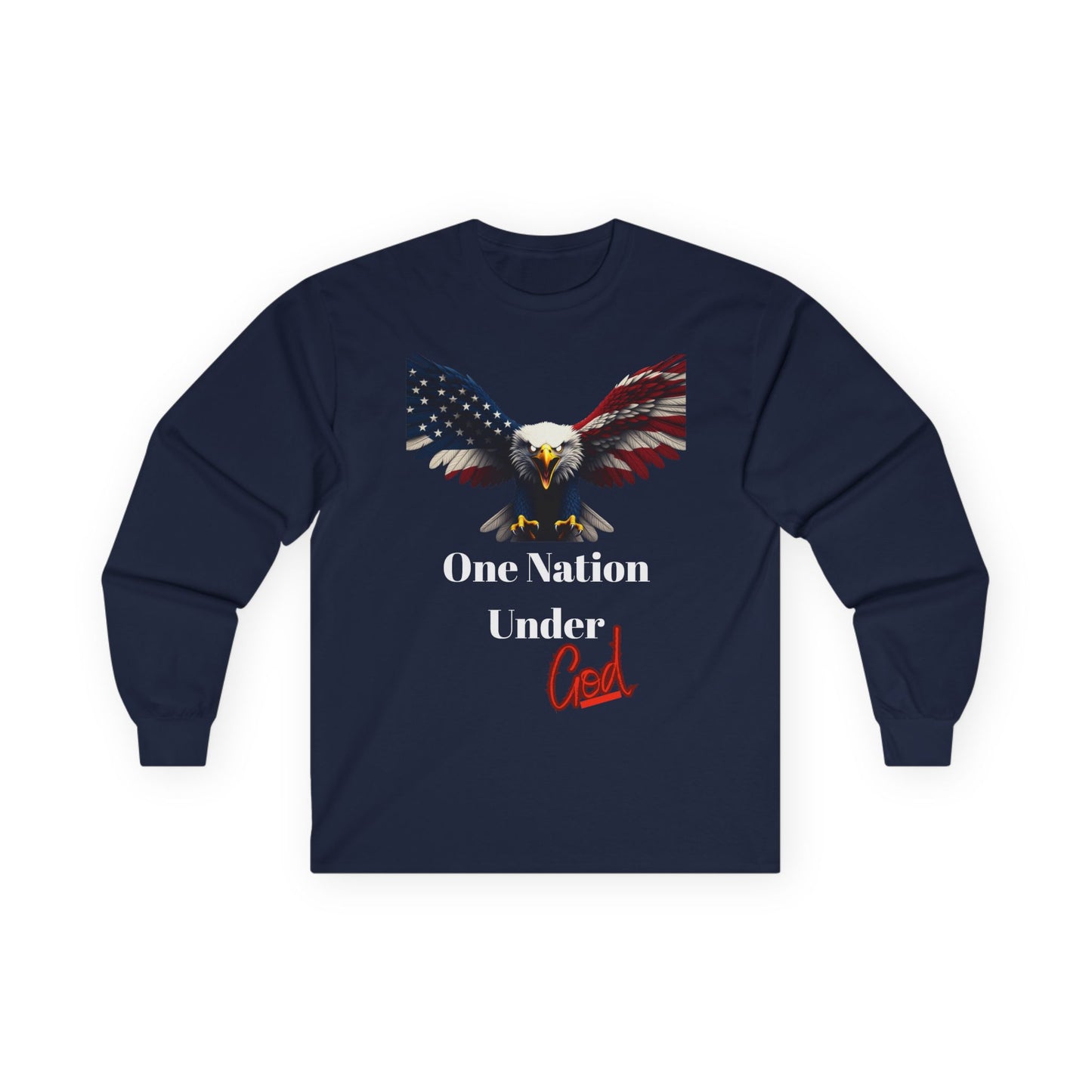 One Nation Under God Patriotic Eagle on a long sleeve tee