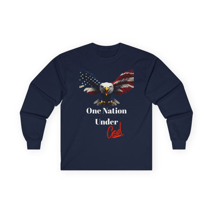One Nation Under God Patriotic Eagle on a long sleeve tee