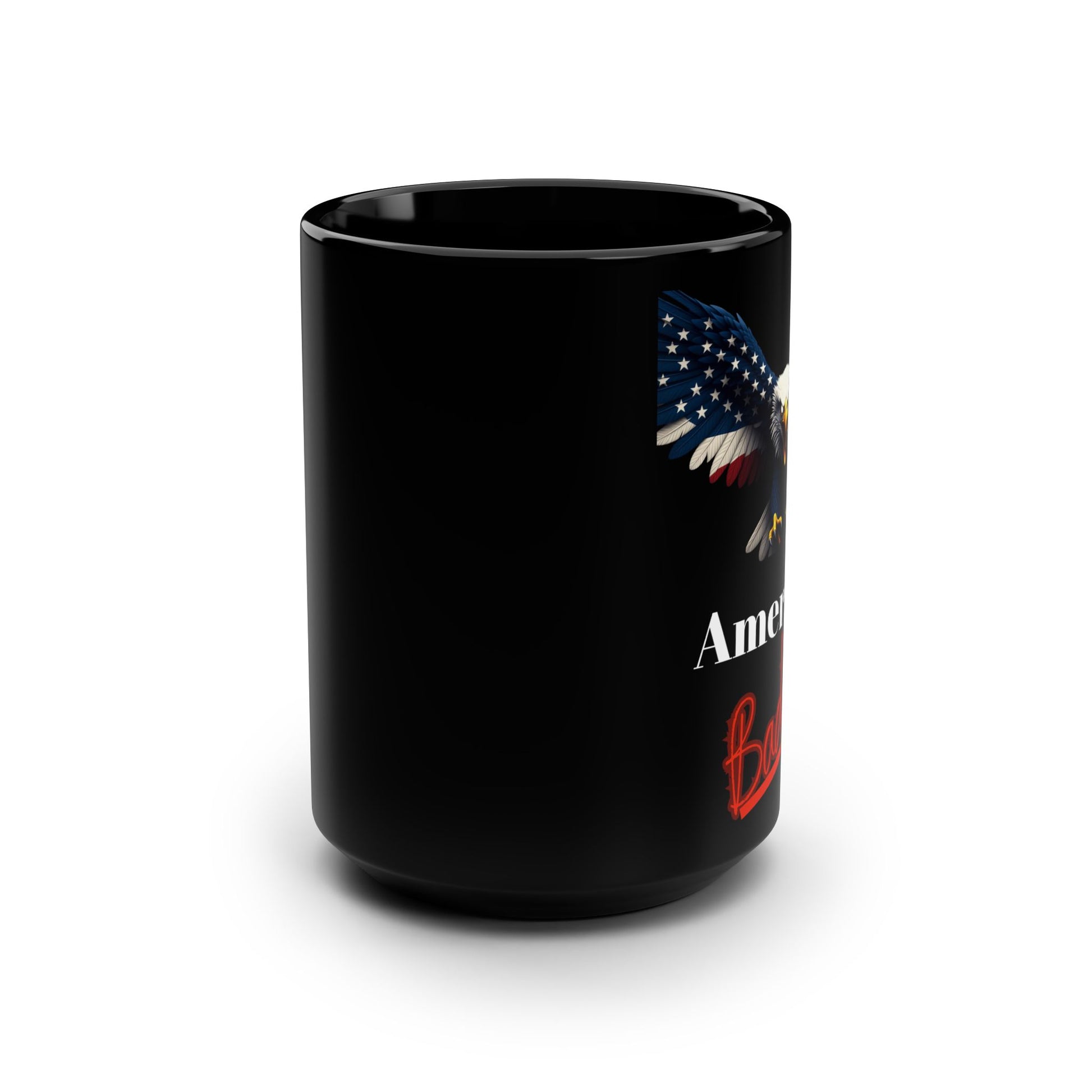 Patriotic Eagle American Badass on a Black Mug 15oz