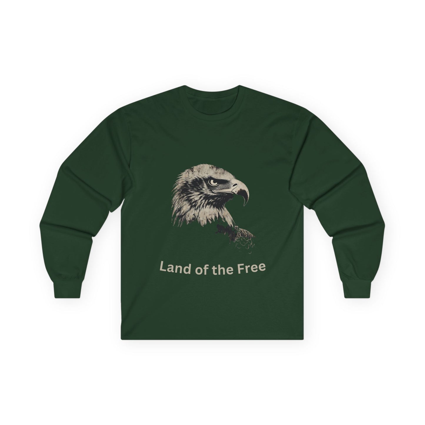 Land of the Free text on a Long-Sleeve Tee
