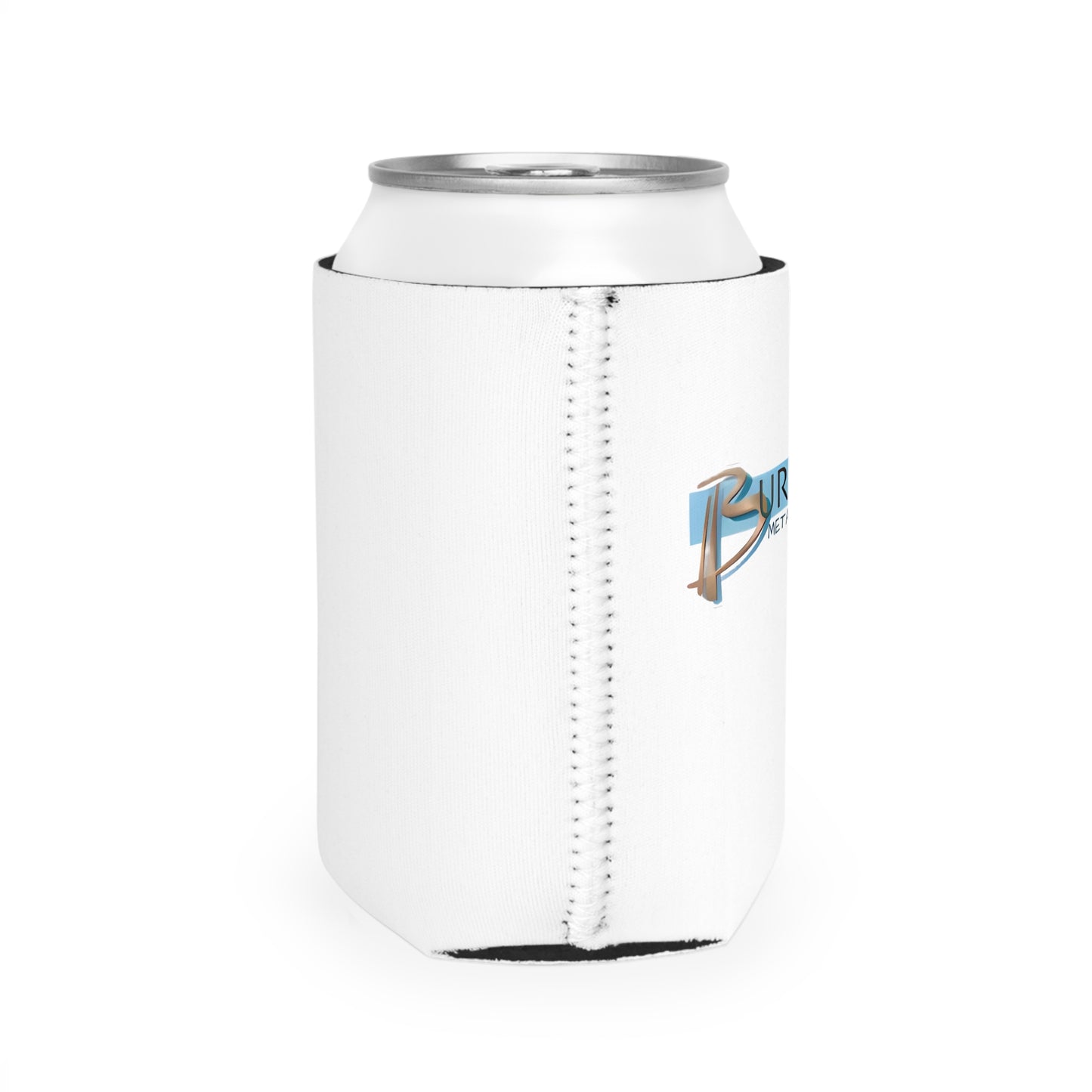 Burghardt Metal Fabricating, Inc., logo on a Can Cooler Sleeve
