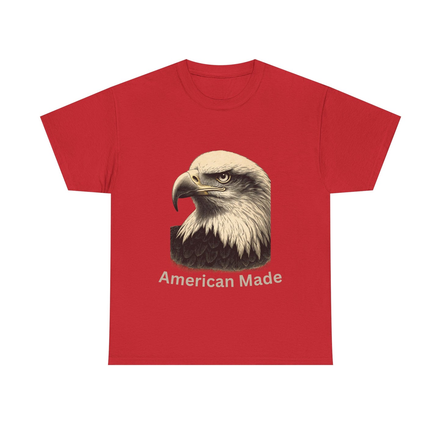 Engraved Eagle - American Made - text on the bottom of a Heavyweight T-shirt