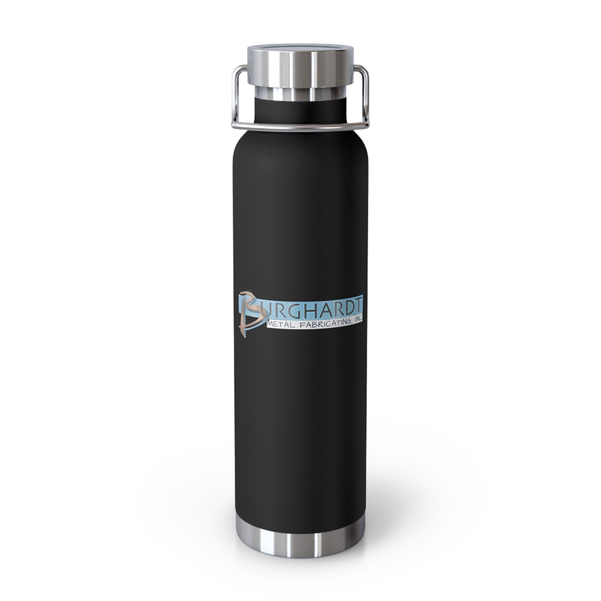 Burghardt Metal Fabricating, Inc., logo on a  22oz Copper Insulated Water Bottle
