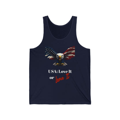 USA Love It Or Leave It Patriotic Eagle on a Premium Tank Top