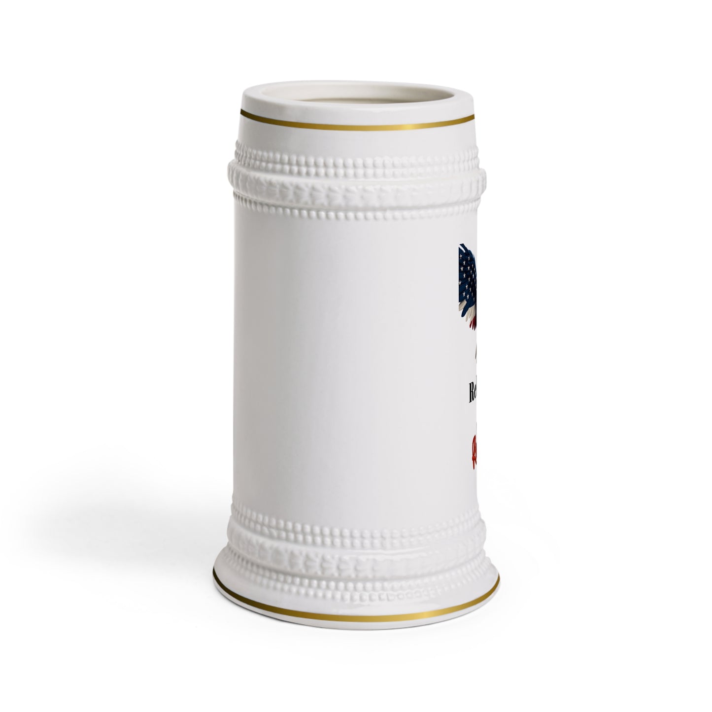 Rebel Born Rebel Bred Patriotic Eagle on a 22oz Ceramic Beer Stein