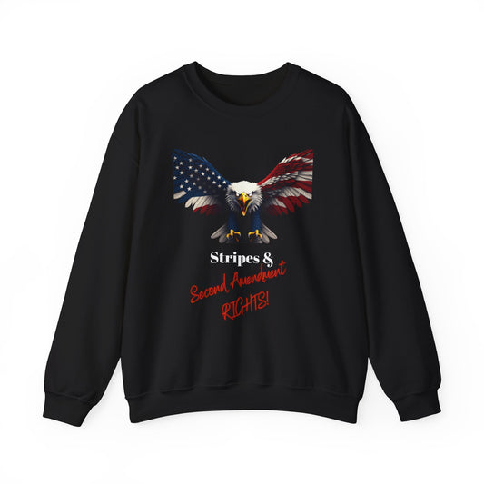 Stars & 2nd Amendment Rights Patriotic Eagle text on a Crewneck Sweatshirt