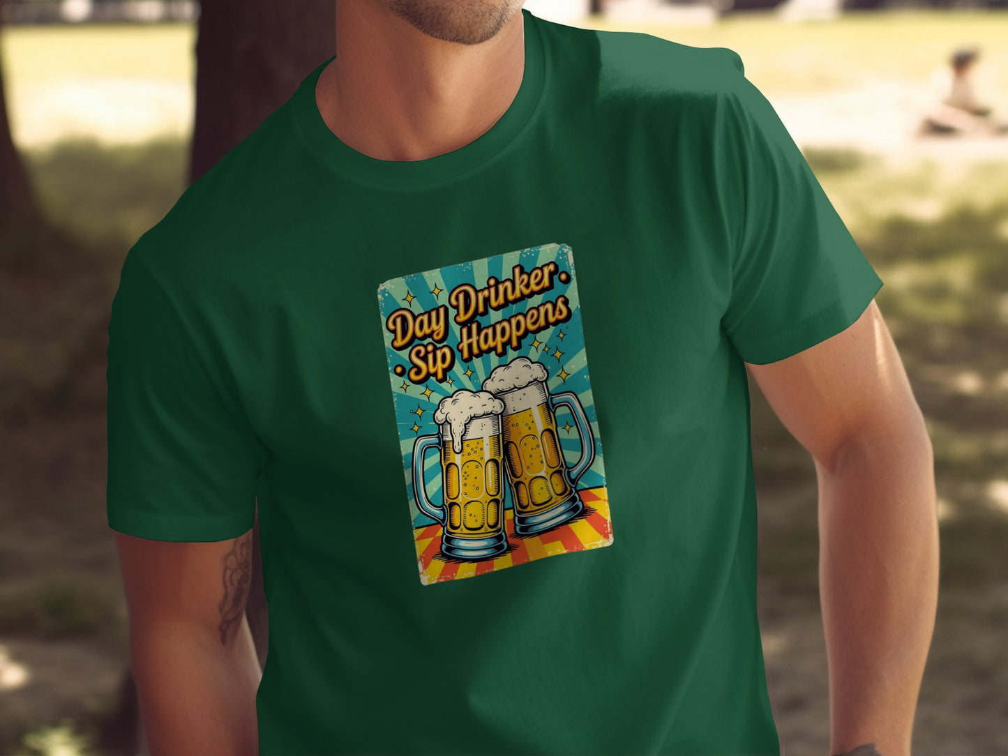 Day Drinker Sip Happens Graphic T-Shirt for Beer Lovers