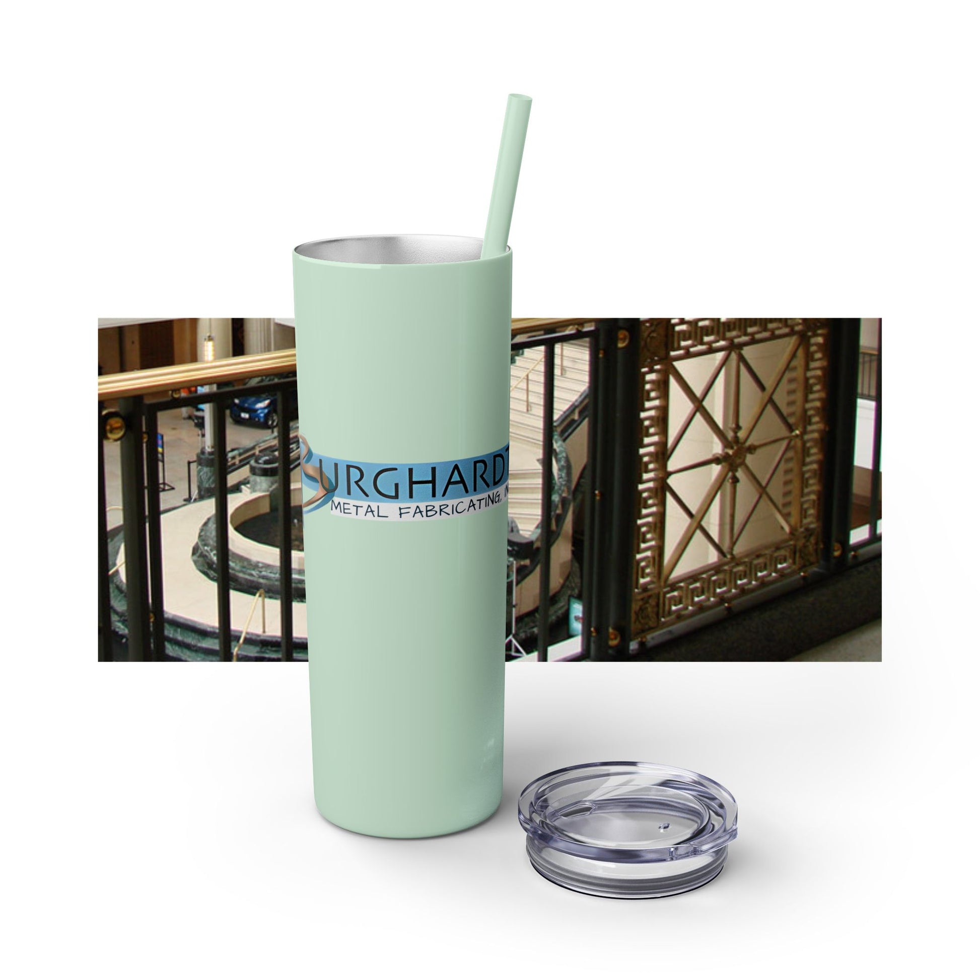 Burghardt Metal Fabricating, Inc., logo on a 20oz Skinny Tumbler
