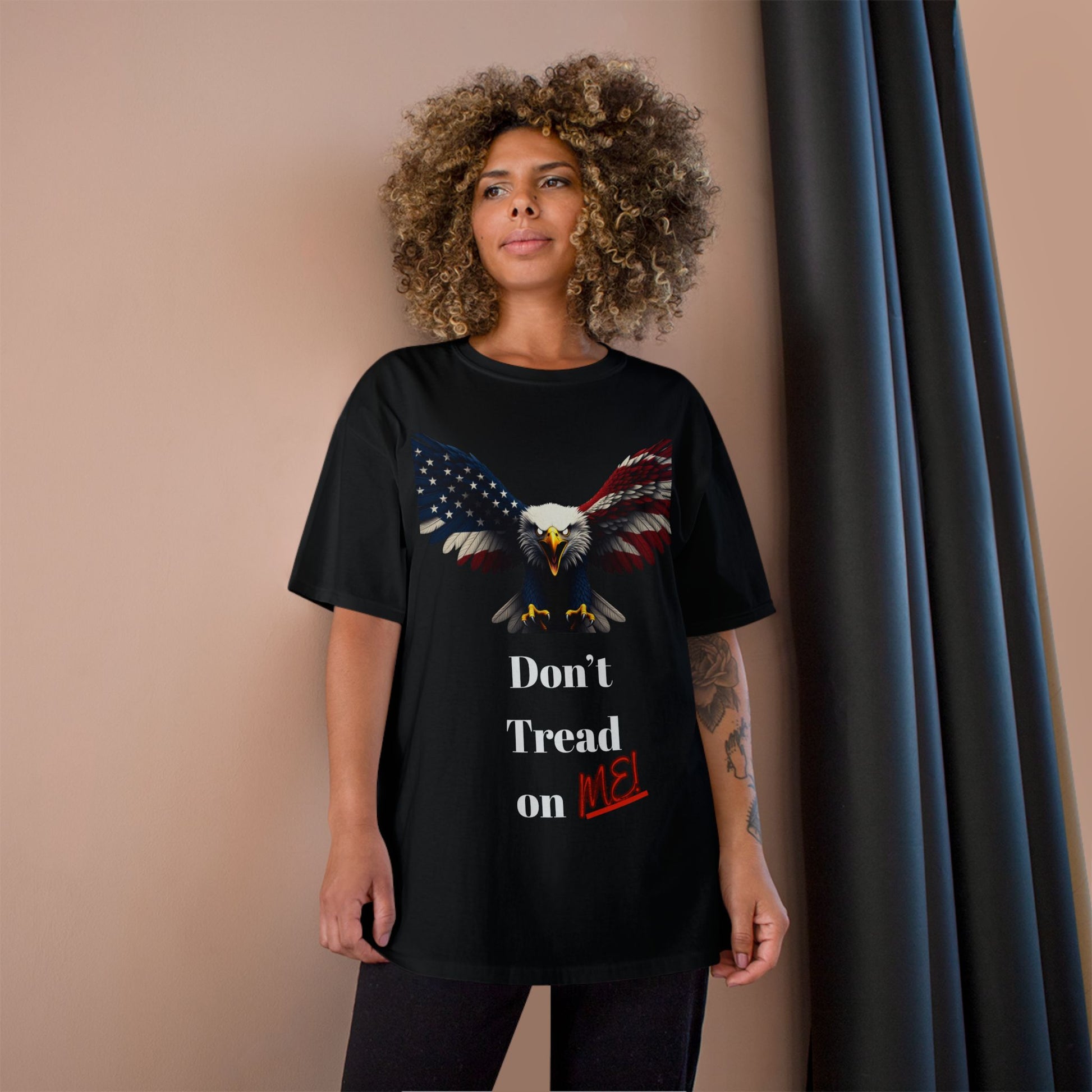 Don't Tread On Me Patriotic Eagle on a Champion T-shirt