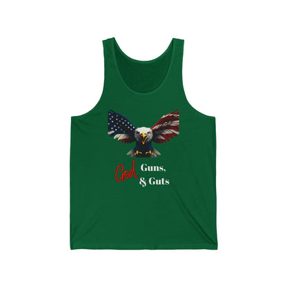 God Guns & Guts Patriotic Eagle on a Premium Tank Top