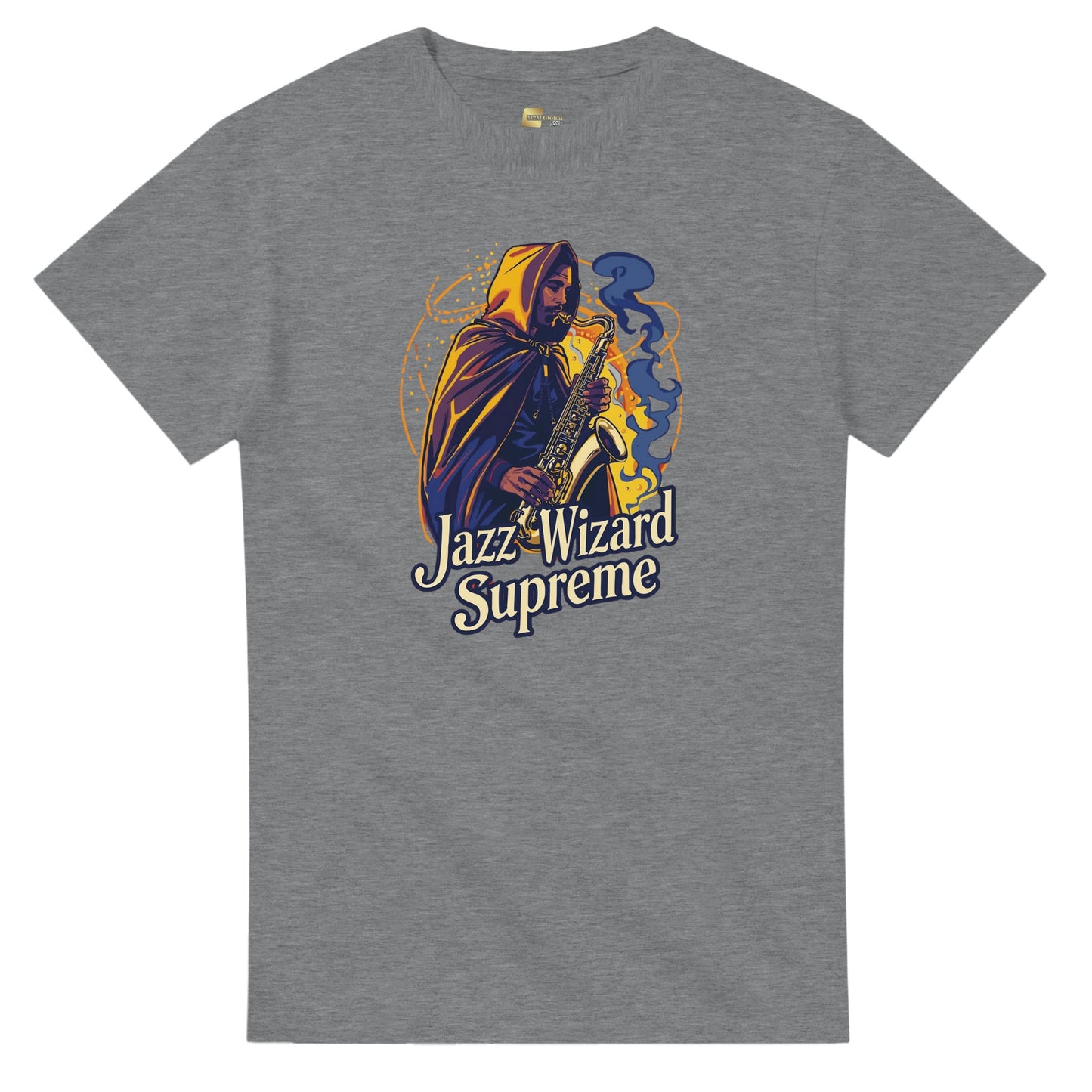Jazz Wizard Supreme graphic design on a Heavyweight T-shirt